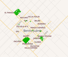 Superficie verde en espacios verdes públicos basada en VHR - Benito Juárez